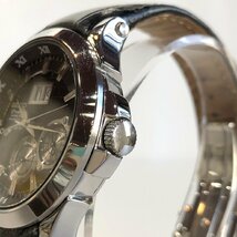 訳アリセール！SEIKO セイコー キネテック パーペチュアル 腕時計 SCJV001 クロノグラフ 黒文字盤 ビッグデイト レザー メンズ 質屋の質セ_画像9