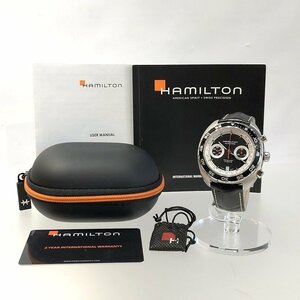 極美品 ハミルトン パンユーロ オートクロノ 自動巻き腕時計 H35756735 黒文字盤 レザーバンド 裏スケルトン デイト メンズ 質屋の質セブン