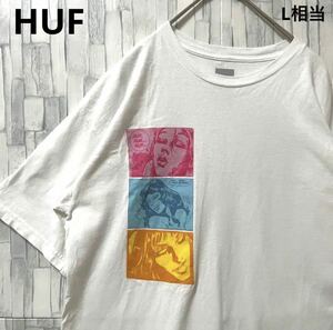 HUF ハフ Ｔシャツ サイズM ホワイト デカロゴ ビッグロゴ 半袖 メキシコ製 送料無料