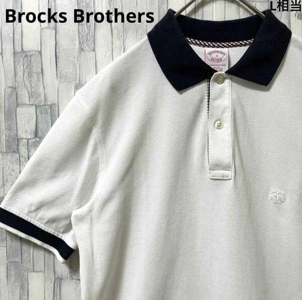 Brocks Brothers ブルックスブラザーズ 半袖 ポロシャツ シンプルロゴ 刺繍ロゴ サイズS 鹿の子 ホワイト 送料無料
