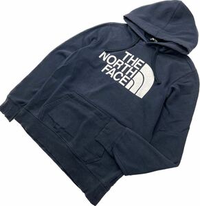 THE NORTH FACE ☆ ネイビー ロゴ プリント スウェット パーカー S アウトドア キャンプ タウンユース アメカジ ノースフェイス■S2197