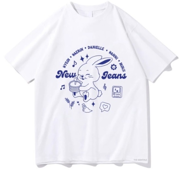 【新品/送料無料】NewJeans/ニュージーンズ トッキ TOKKI FLUFFY プリントTシャツ【白 Mサイズ 】直輸入品 K-POP LE SSERAFIM TWICE IVE 