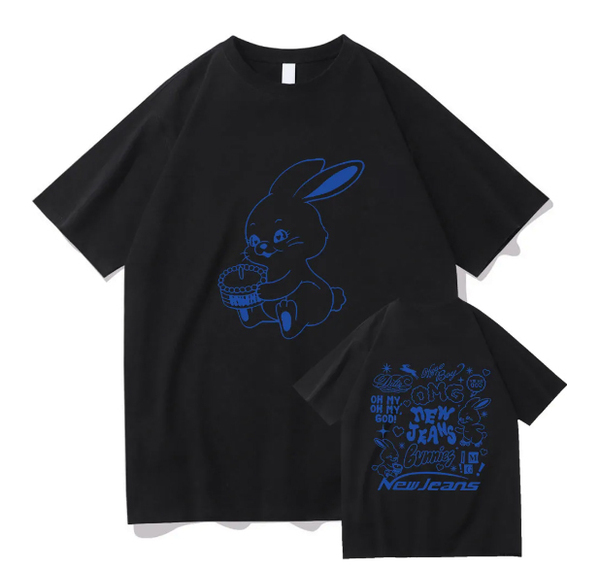 【新品/送料無料】NewJeans/ニュージーンズ 両面プリントTシャツ【 黒Mサイズ 】直輸入品 K-POP トッキ TOKKI FLUFFY BLACKPINK TWICE IVE