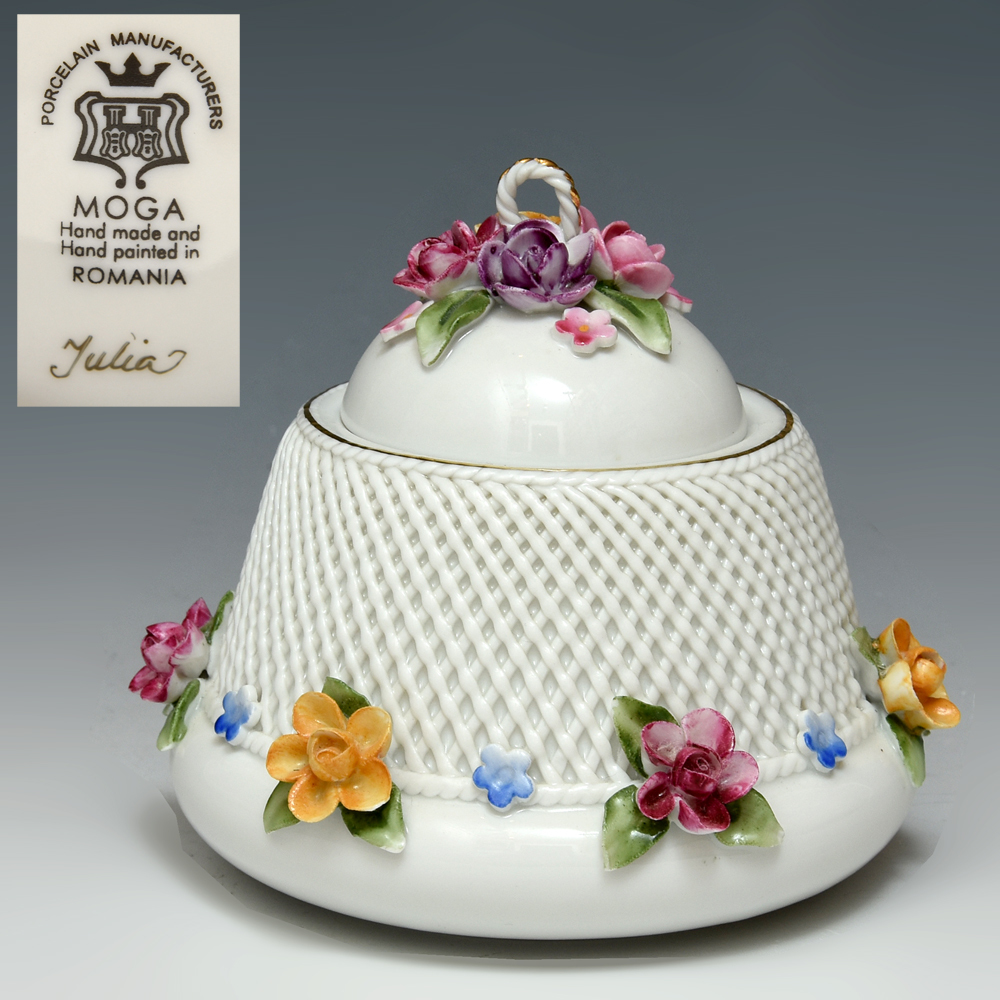 Rumania MOGA tapa cerámica flor oro pintado a mano azucarero hecho a mano cerámica occidental estatuilla antigua z5381t, vajilla occidental, utensilios de té, Taza de azúcar