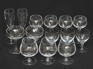 カットグラス 14点 まとめて ワイングラス ブランデーグラス シャンパングラスなど ガラス 硝子 glass 洋食器　　z5369o