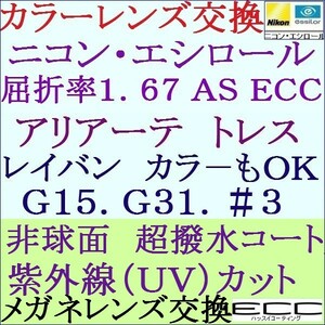 ◆大特価セール◆アリアーテトレスカラーレンズ交換 ニコン 屈折率1.67 ＡＳ ＥＣＣ 単焦点レンズ 3 NS12