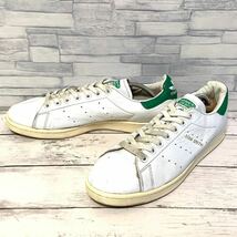 R4412bh【adidas アディダス】27.5cm スニーカー ホワイト×グリーン メンズ 靴 STAN SMITH S75074 Originals スタンスミス オリジナルス_画像1