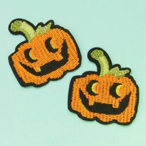 【2枚セット】ハロウィン キャラクター 刺繍 アイロン ワッペン アップリケ イベント 手芸用品 アレンジ カボチャ