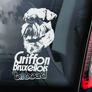 ◆グリフォン・ブリュッセロワ / ブリュッセル・グリフォン ① 外張り カーステッカー 21×10cm 外貼り カー ステッカー 犬 シール@D1 3940