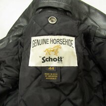 美品 Schott ショット ホースハイド キルティングライナー ダブルライダースジャケット 618HH USA製 サイズ44 ブラック_画像7