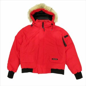 美品 CANADA GOOSE カナダグース ヨークビル ボンバー ダウンジャケット コヨーテファー付き 7954M R サイズL/G レッド