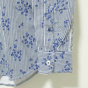 美品 DIESEL ディーゼル ストライプ×花柄 長袖 シャツ S ブルー×ホワイト 801の画像6