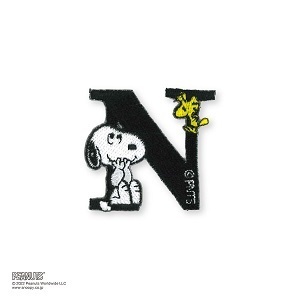 新品★PEANUTS★SNOOPY★ワッペン★N★黒★アルファベット★イニシャル★スヌーピー