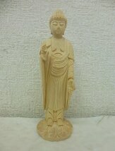 9194●阿弥陀如来立像 15cm 天然木製 阿弥陀仏 木彫仏像 阿弥陀様●_画像2