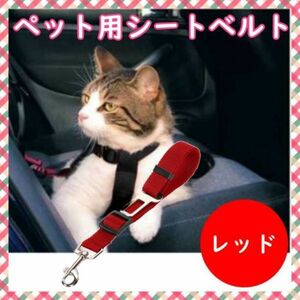 シートベルト ペット レッド 犬 猫 ドライブ 車 リード ゲージ