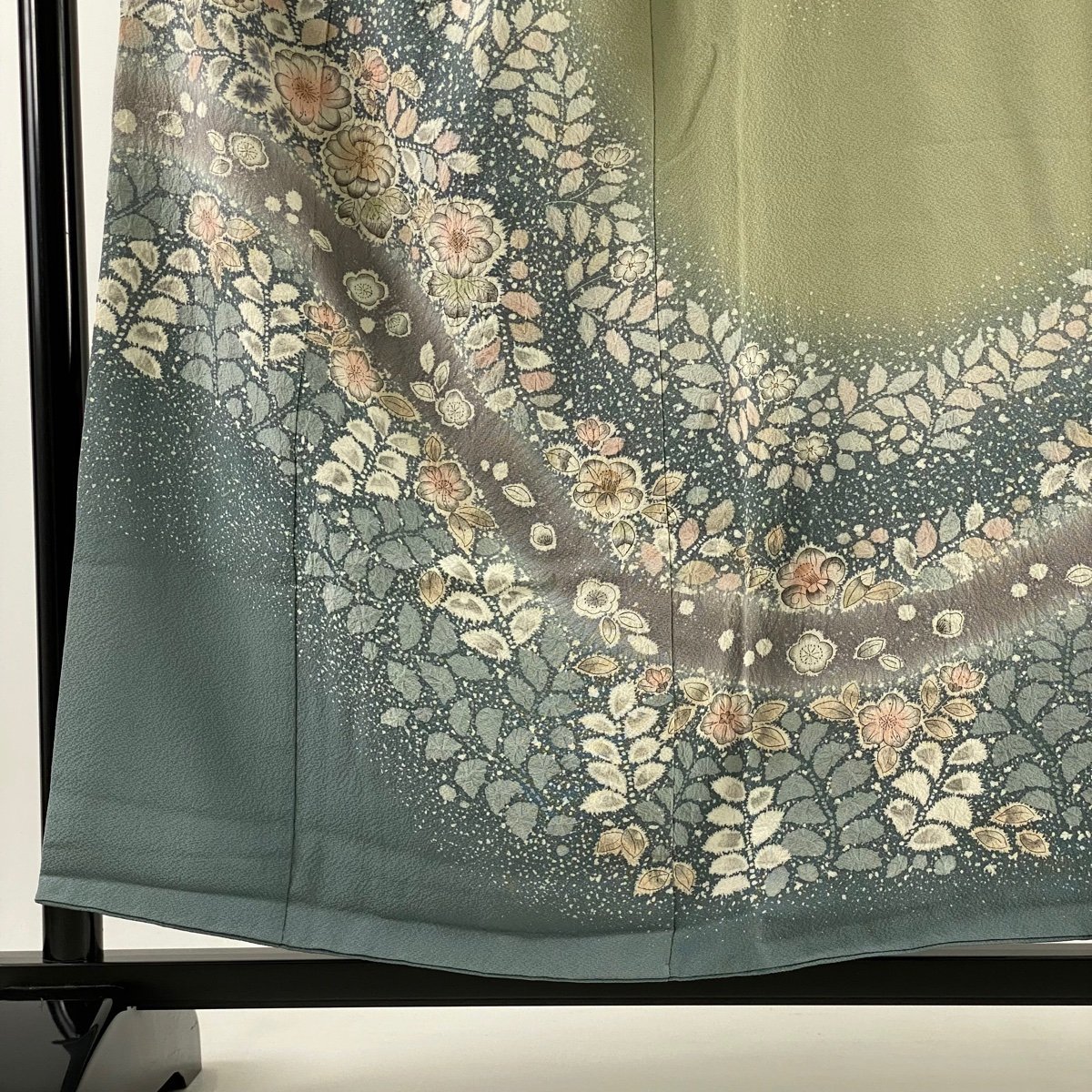 訪問着名品落款一つ紋辻が花染め分け薄緑袷身丈155cm 裄丈64.5cm M