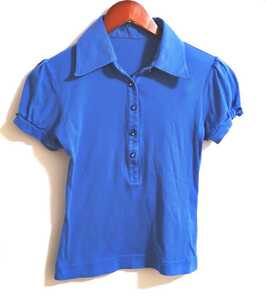 [ postage included ] lady's polo-shirt with short sleeves * blue * size M