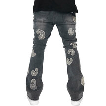 W32 EPTM. エピトミ Bleached Paisley Flare Denim Pants Black ペイズリー デニム カスタム フレア パンツ 新品_画像5