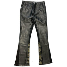 新品 W32 EPTM. エピトミ Flare Leather Pants ヴィーガン レザー フレア パンツ 迷彩 切替 タイガー カモ_画像1