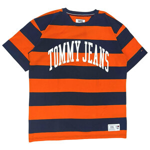 新品 M US企画 Tommy Hilfiger Jeans Border Logo Tee トミー ヒルフィガー ジーンズ ボーダー ロゴ 半袖 Tシャツ