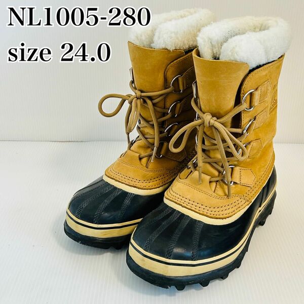 【美品】ソレル カリブー NL1005-280 スノーブーツ 24cm ベージュ SOREL CARIBOU バフ　BUFF 茶