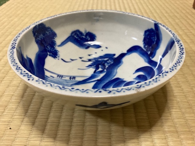 2308m538/古伊万里染付中鉢・『山水画』・寸法/20×6.5㎝ | JChere雅虎