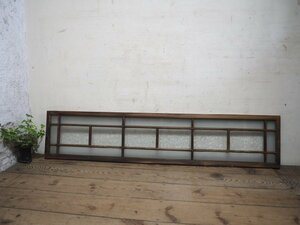 taM0353*(1)[H36cm×W171cm]* leaf glass entering * width length size. old tree frame glass door * fittings field interval Ran ma Taisho .. retro antique L.1