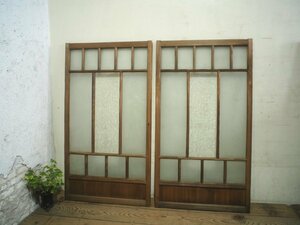 taM0367*(2)[H120cm×W66,5cm]×2 листов * античный * лист стекло ввод. старый дерево рамка-оправа раздвижная дверь * старый двери стекло дверь кристалл старый дом в японском стиле Taisho .. retro L внизу 