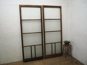 taM0457*(7)[H177cm×W67cm]×2 листов * Showa Retro . старый дерево рамка-оправа стекло дверь * двери раздвижная дверь рама б/у жилье преобразование фильм фотосъемка Vintage M сосна 