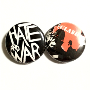 25mm 2個セット 缶バッジ Clash クラッシュ Hate And War Joe Strummer ジョーストラマー パンク Punk