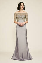 TADASHI SHOJI　タダシショージ　GRAY & GOLD　ロングフォーマルドレス　「１０ 」/ １３号程度_画像1