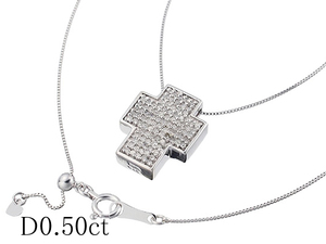 ダイヤモンド/0.50ct クロスモチーフ ネックレス K18WG