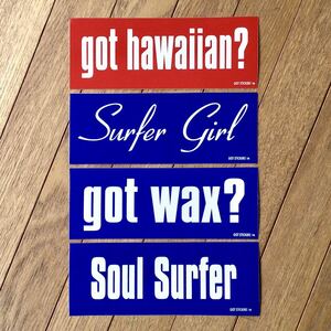GOT STICKERS 4枚 バラ可 ステッカー サーフィン surf ハワイ hawaiian girl surfer wax