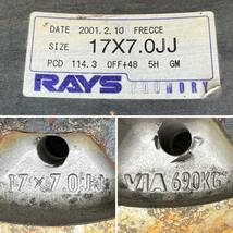 ＊送料込＊RAYS FOUNDRY タイヤ ホイール スタッドレス 17インチｘ7.0JJ 114.3 +48 215/55R17 16年製 ヨコハマ レイズ 送料無料 1341_画像8