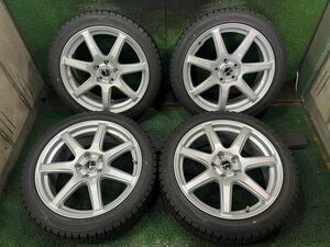 22年製　ダンロップ　ウィンターマックス03　225/45R18　アルミホイール付き　4本　7.5J　ET38/5H　114.3　スタッドレスタイヤ　クラウン