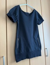 ☆【ANZU ANNEE】半袖 カットソー チュニック ワンピ 丸首 切りっぱなし スウェット パフ袖☆_画像3