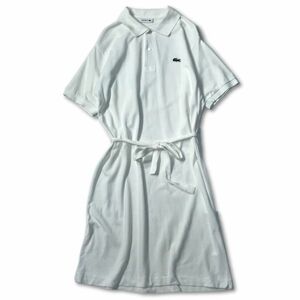 《オススメ◎》LACOSTE ラコステ★ワンポイント*ポロシャツ*ロングワンピース*ホワイト*サイズ34(LS393)◆S60