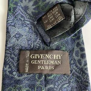 ジバンシィ (GIVENCHY)ジバンシー 青緑花柄ネクタイ