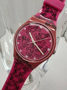 【SWATCH 】腕時計クォーツ スケボー　ピンク　未使用　店舗在庫品　電池交換済み　稼動品　26