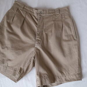 60s[ France army Vintage ]M-52 cotton tuck short pants / khaki beige group / military shorts shorts Work 