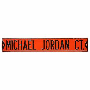 1990年代USA製？MICHAEL JORDAN CT. メタル看板サイン マイケル･ジョーダン・コート ブルズカラー 赤×黒