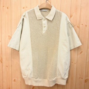 *80's!CHARGE Arnold Palmer Arnold Palmer* short sleeves switch knitted polo-shirt Vintage * men's beige L size *A1757