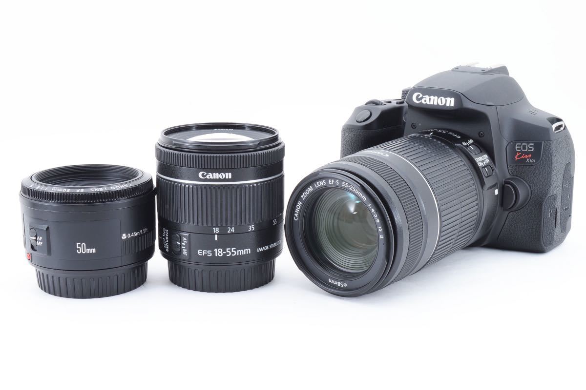 保証付き Canon EOS kiss X10i 標準&望遠&単焦点トリプルレンズセット