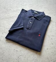 90s USA製 RALPH LAUREN - ONE POINT POLO SHIRT NAVY S VINTAGE アメリカ製 ラルフローレン ワンポイント ポロシャツ オールド ビンテージ_画像1