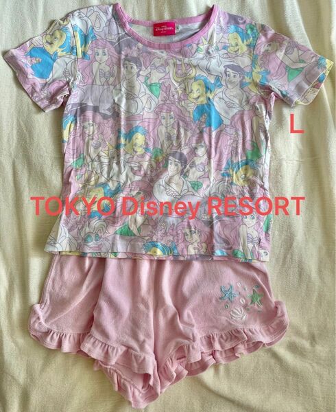 東京ディズニーリゾート アリエル ルームウェア ナイトウェア パジャマ 半袖Tシャツ 上下セット