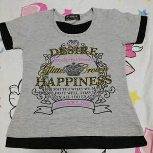 130cm print T-shirt Logo T gray lame entering 