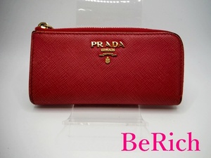 プラダ PRADA キーリング 付 キーケース 1PP026 ピンク サフィアーノ レザー ロゴ スマート キーホルダー 【中古】 bs3074