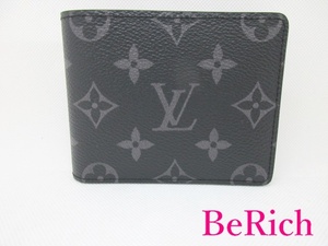 美品 ルイヴィトン LOUIS VUITTON ポルトフォイユ スレンダー 二つ折り 財布 モノグラム エクリプス M62294 グレー 【中古】 bs3295