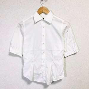 H4049dL RALPH LAUREN ラルフローレン サイズ7 (S位) 半袖シャツ ブラウス ホワイト 白シャツ 綿100% コットンシャツ コットンブラウス