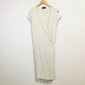 H4265dL France made Le Minor Le Minor size 0 (M rank ) long One-piece border One-piece beige × white USED old clothes casual 